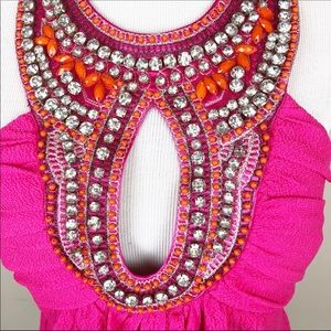 Bebe Pink halter rhinestone top